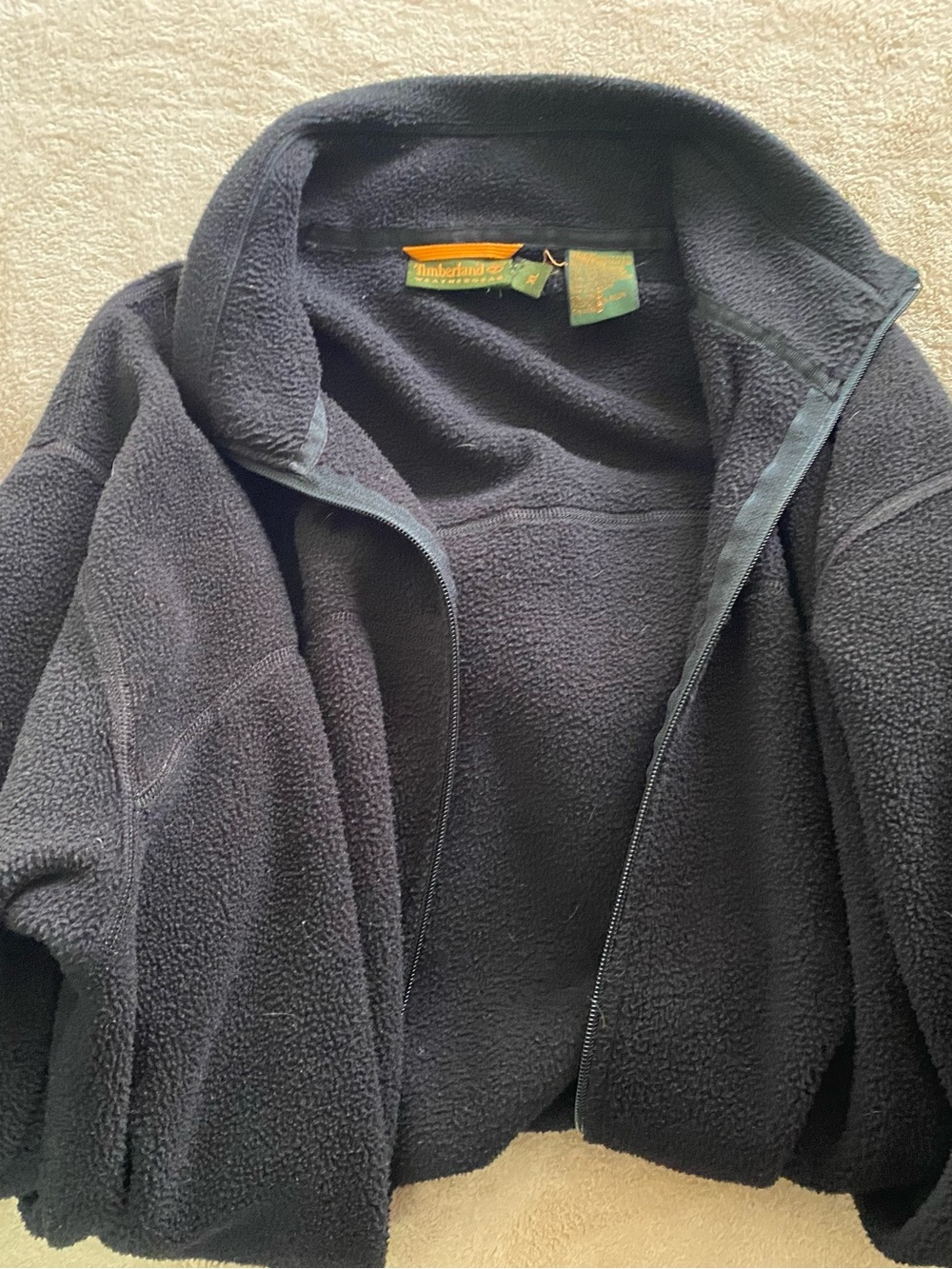 Timberland Black Fleece Jacket with Green & Yellow Logo Tabs